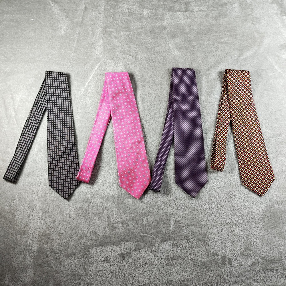 Vintage Brooks Brothers Makers Tie Lot of 4 Men Made In USA Check Geometric